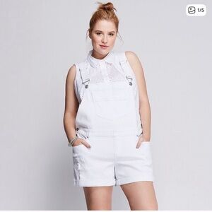 Lane Bryant NWT White Distressed Overalls Women’s Size 18